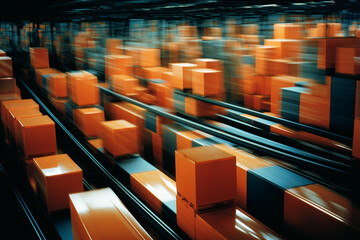 Poster - A visual representation of abstract elements symbolizing the dynamic and interconnected nature of supply chain processes.