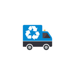 Sticker - Garbage Truck with Recycle Symbol icon isolated on transparent background