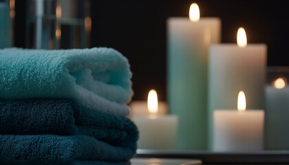 Sticker - Comfortable candlelit bathroom, a modern oasis of relaxation and harmony generated by AI