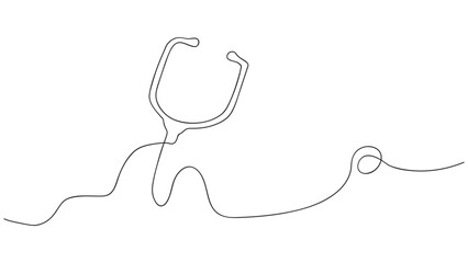 Wall Mural - Continuous line drawing of stethoscope. Vector illustration
