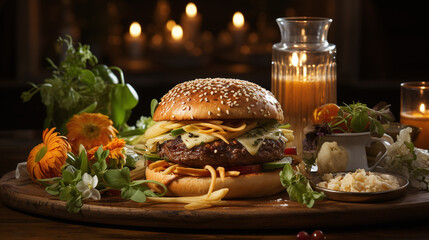 Wall Mural - Delicious Creation - Culinary Marvel Burger