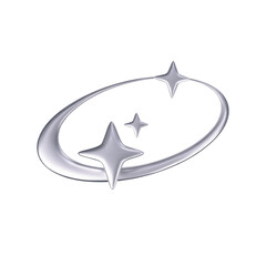 Wall Mural - 3d chrome falling or flying star in y2k futuristic style isolated on white background. Render 3d cyber chrome galaxy shooting star emoji with blings and sparks. 3d vector y2k illustration.