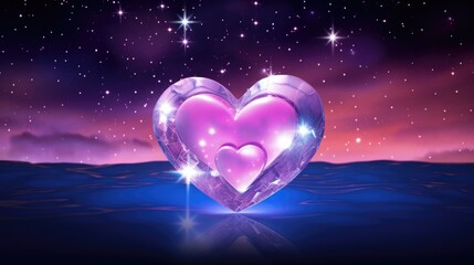 Wall Mural - galaxy cosmic heart background. bright stars night sky, romantic magic night, love and valentine’s d