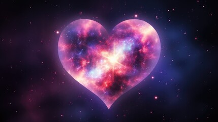Wall Mural - galaxy cosmic heart background. bright stars night sky, romantic magic night, love and valentine’s d
