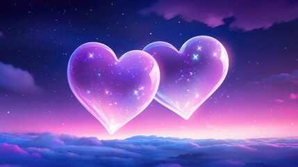 Wall Mural - galaxy cosmic heart background. bright stars night sky, romantic magic night, love and valentine’s d