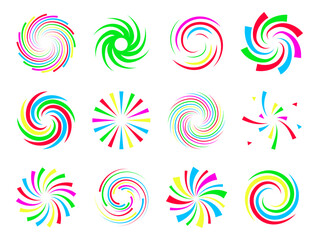 Poster - Colorful festive spirals twist and swirls fireworks set