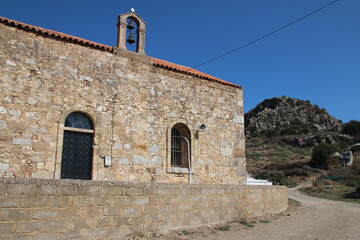 Wall Mural - orthodox church (holy fathers or agioi pateres) in polyrinia in crete in greece 