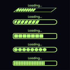 loading bar progress icons, load sign vector illustration in black background 
