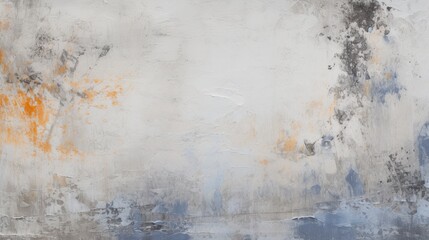 Poster -  a painting with orange and gray colors on a white and gray background with a black and orange spot in the middle of the painting.