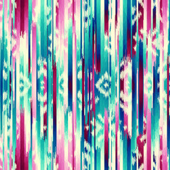 Aufkleber - Seamless striped pattern in Aztec style. Folk embroidery.. Aztec ikat style. Seamless vector image. Thin lines
