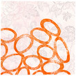 Collage mit Rosen und Ebnen geschichtet - oranger Materialdruck
