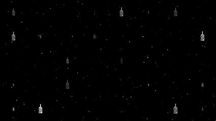 Poster - Template animation of evenly spaced a branch in a bottle symbols of different sizes and opacity. Animation of transparency and size. Seamless looped 4k animation on black background with stars