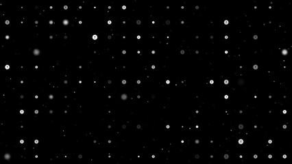 Poster - Template animation of evenly spaced warning symbols of different sizes and opacity. Animation of transparency and size. Seamless looped 4k animation on black background with stars
