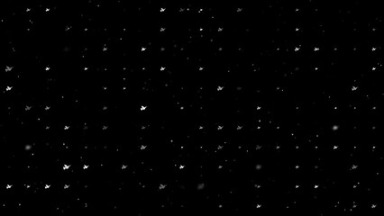 Poster - Template animation of evenly spaced dove of peace symbols of different sizes and opacity. Animation of transparency and size. Seamless looped 4k animation on black background with stars