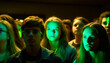 © Jeronimo Ramos - Young adults clubbing, enjoying popular music concert, illuminated stage lighting generated by AI