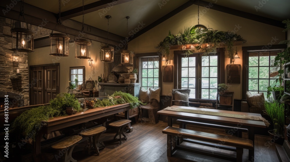 Rustic Looking Conference Room Inspiring office interior design Rustic style Meeting Room featuring ...
