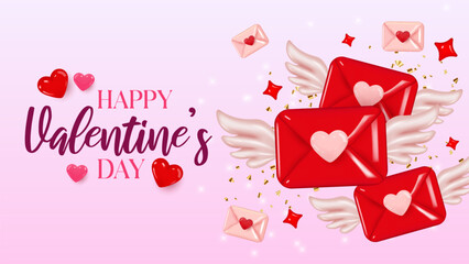 Poster - Happy valentine's day banner vector illustration. Valentine's day greeting card template