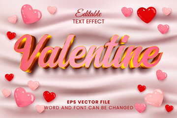 Poster - Valentine soft pink 3d text effect. Valentine's day celebration text style