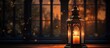 In the dimly lit church, a vintage white lantern hung, casting a warm, old-fashioned glow with its retro, black forged metal frame and iron lamp enclosed behind a beautifully crafted cast iron and