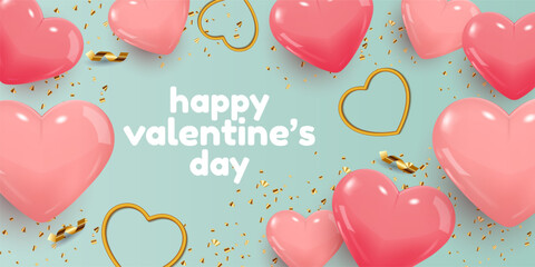 Poster - Happy valentine's day greeting card vector illustration. Valentine background wallpaper illustration