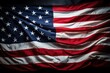 Closeup of American flag waving in the wind on dark background, United States Flag On Black Background, AI Generated