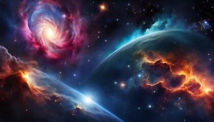 Wall Mural - Nebula and galaxies in space. Abstract cosmos background, Milky Way,  Colorful space galaxy cloud nebula. Stary night cosmos. Universe science astronomy. Supernova background, galaxy background.