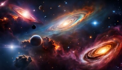 Wall Mural - Nebula and galaxies in space. Abstract cosmos background, Milky Way,  Colorful space galaxy cloud nebula. Stary night cosmos. Universe science astronomy. Supernova background, galaxy background.