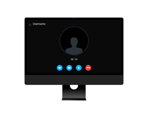 Poster - User interface video chat window web video call user icon video conference on a modern monoblock computer eps10
