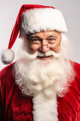 Canvas Print - A detailed view of a person dressed in a Santa suit. This image can be used for various Christmas-themed designs and promotions