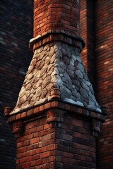 Poster - A brick chimney with a clock on top, perfect for adding a touch of charm to any home or building. Can be used to represent time, punctuality, or a cozy atmosphere.