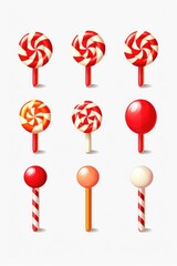 Aufkleber - A collection of different flavored lollipops displayed on a plain white background. Ideal for candy stores, birthday parties, or sweet treat concepts.