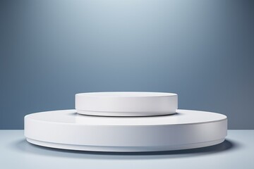 Poster - A white pedestal is pictured on a blue background. This image can be used for various purposes.