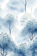 Poster - A beautiful watercolor painting depicting blue and white trees. This versatile image can be used for various projects.