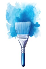 Aufkleber - A paint brush with blue paint on it. Ideal for art projects and creative designs