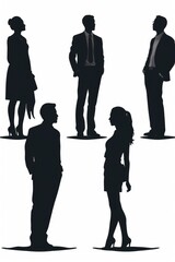 Poster - A group of people standing together in silhouette. This versatile image can be used to represent teamwork, unity, diversity, or any situation where people come together