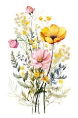 Poster - A painting of a bunch of flowers on a white background. Suitable for various design projects