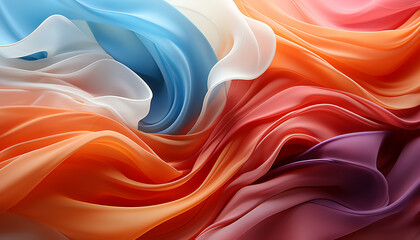 Poster - Abstract backdrop with vibrant colored wave pattern, smooth silk texture generated by AI