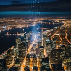 Poster - The reflection of the city lights on the River