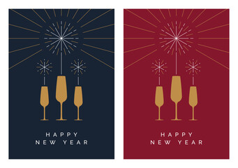 Wall Mural - happy new year greeting card or invitation. modern vector template illustration for nye party invite