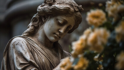 Sticker - Praying at the famous Christian monument, a symbol of spirituality generated by AI