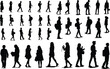 silhouette person man vector woman isolated go walk illustration set