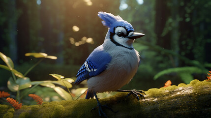 Wall Mural - blue jay on a branch