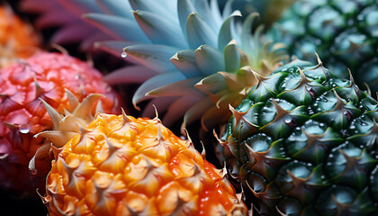 Wall Mural - Fresh, ripe pineapple a tropical delight for healthy eating generated by AI