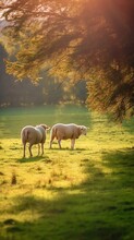 Two Sheep Standing In A Field
