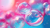 Fototapeta  - Lots of pink-purple transparent delicate bubbles