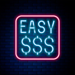 Wall Mural - Glowing neon line Money prize in casino icon isolated on brick wall background. Colorful outline concept. Vector