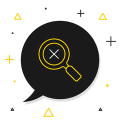 Poster - Line Magnifying glass and delete icon isolated on white background. Search, focus, zoom, business symbol. Colorful outline concept. Vector