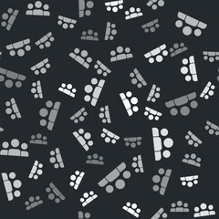 Canvas Print - Grey Users group icon isolated seamless pattern on black background. Group of people icon. Business avatar symbol - users profile icon. Vector