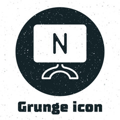 Poster - Grunge Smart Tv icon isolated on white background. Television sign. Monochrome vintage drawing. Vector