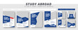 Study abroad flyer, higher education flyer, school admission flyer template bundle, education banner social media post template set
